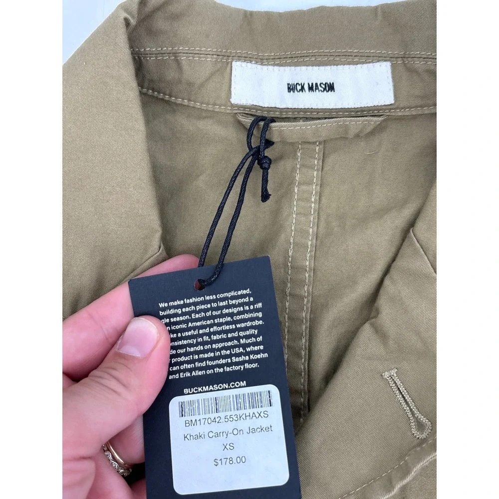 Buck Mason Khaki Carry-On Jacket Mens XS Cotton Twill Chore Blazer BM17042.553KH